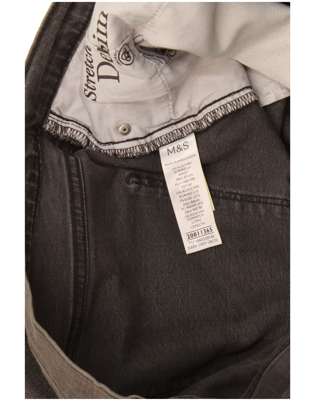 Blugi slim pentru bărbați Marks & Spencer W36 L33 bumbac gri