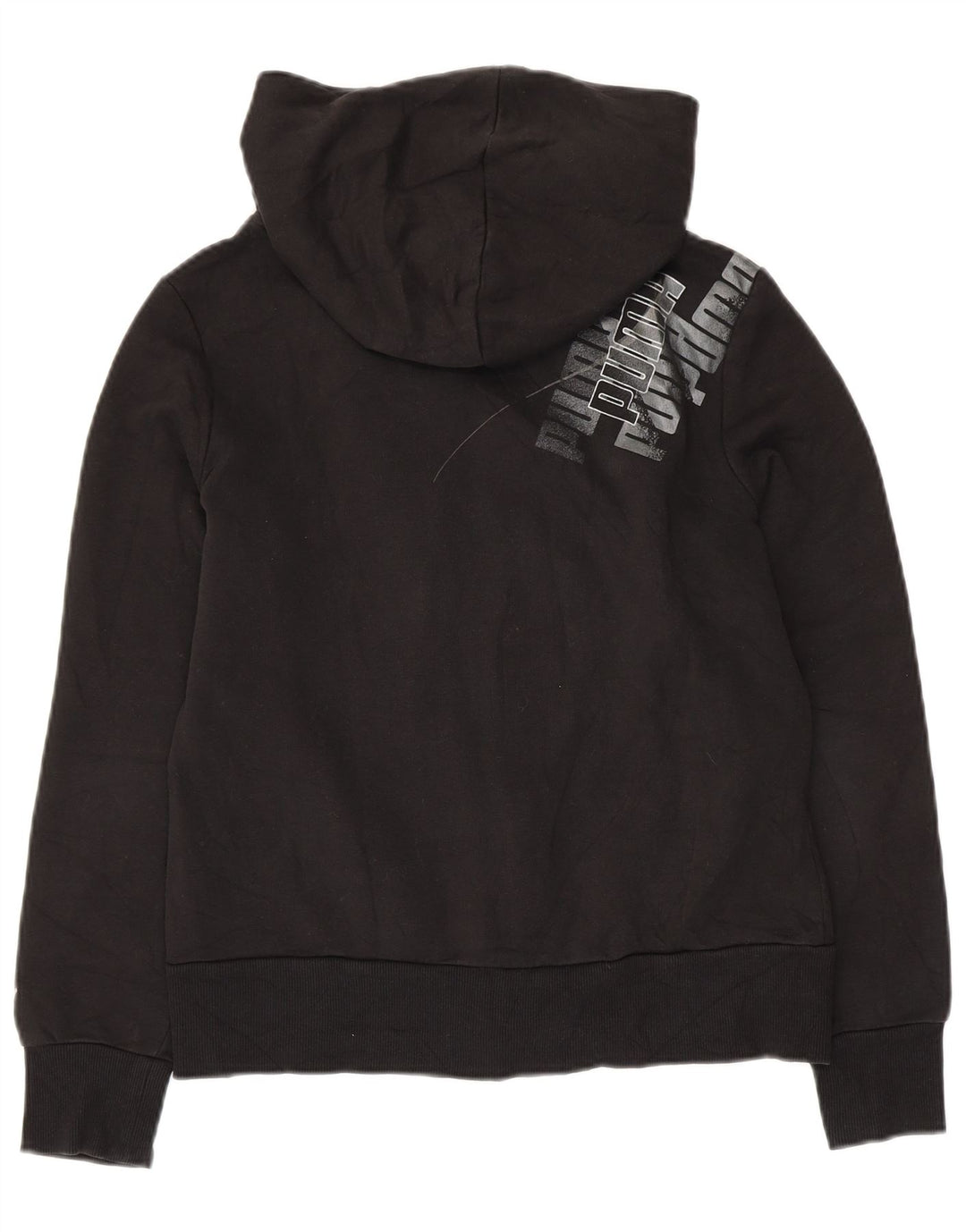 Pulover PUMA cu capota cu fermoar grafic pentru femei UK 14, mare, negru, bumbac