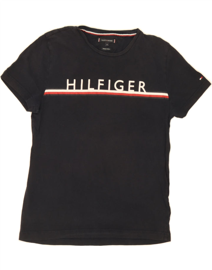 TOMMY HILFIGER Mens Graphic T-Shirt Top Medium Black Cotton Vintage Tommy Hilfiger and Second-Hand Tommy Hilfiger from Messina Hembry 