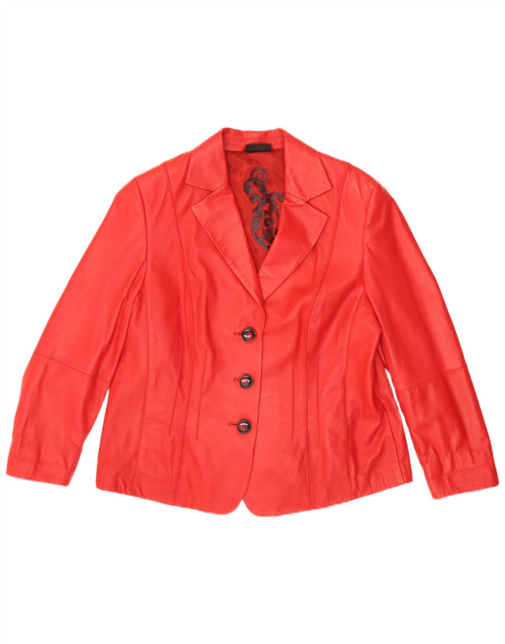 Gerry Weber Jachetă din piele cu 3 nasturi pentru femei UK 20 2XL, piele roșie