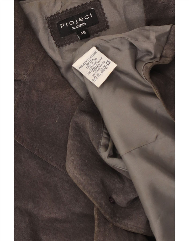 Project Womens 2 Buttons Suede Blazer Jacket IT 46 Large Grey Piele