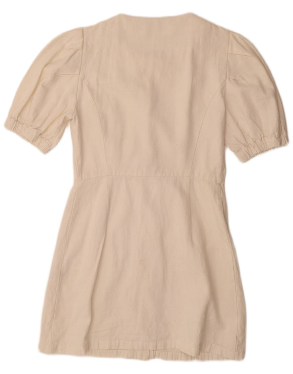 Rochie cămașă cu mâneci scurte pentru femei Zara UK 10 Bumbac alb mic