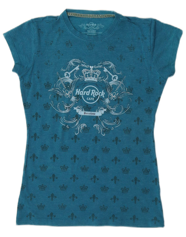 Hard Rock Cafe Barcelona Tricou grafic Top UK 10 Small Blue Bumbac
