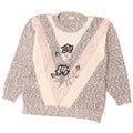 Pulover VINTAGE pentru femei cu decolteu triplu UK 14 Medium Gri Colorblock