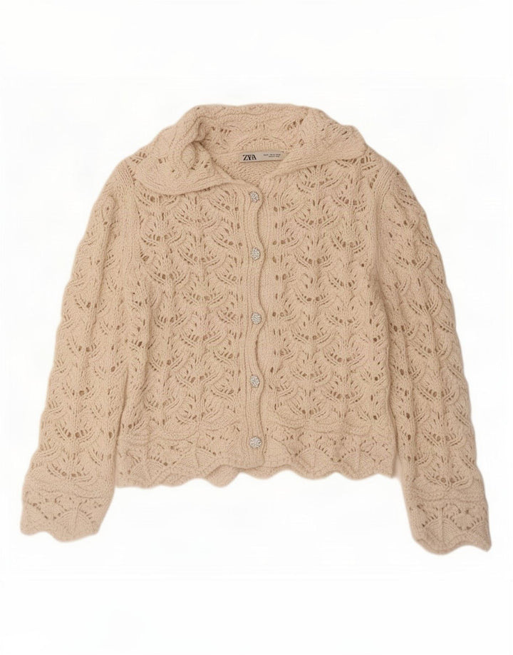 Pulover cardigan pentru femei Zara UK 14 Medium White