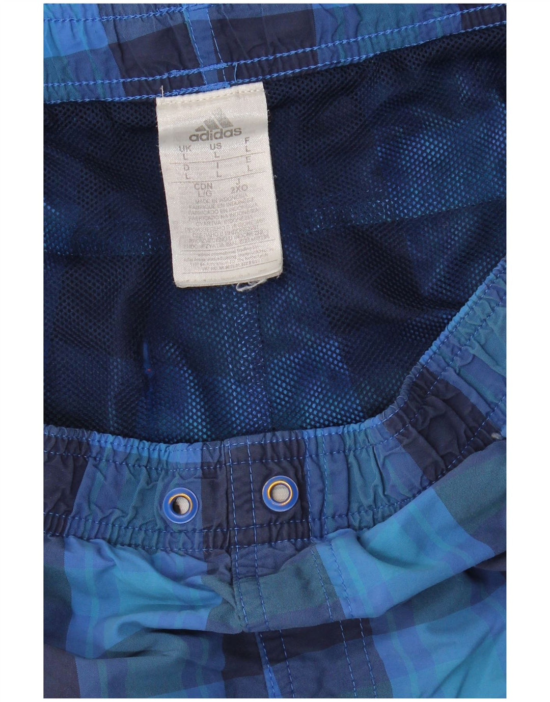 Pantaloni scurți de înot ADIDAS pentru bărbați, nailon cu carouri mari, albastre