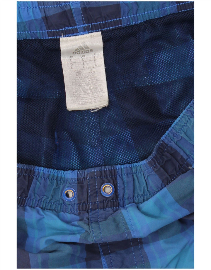 Pantaloni scurți de înot ADIDAS pentru bărbați, nailon cu carouri mari, albastre