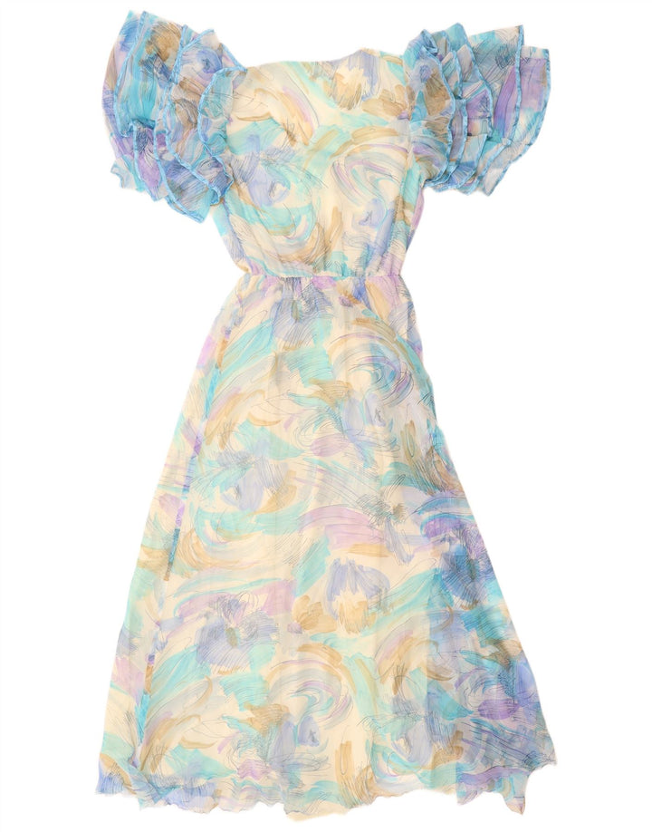 Rochie maxi cu model abstract pentru femei VINTAGE UK 12 Medium Blue