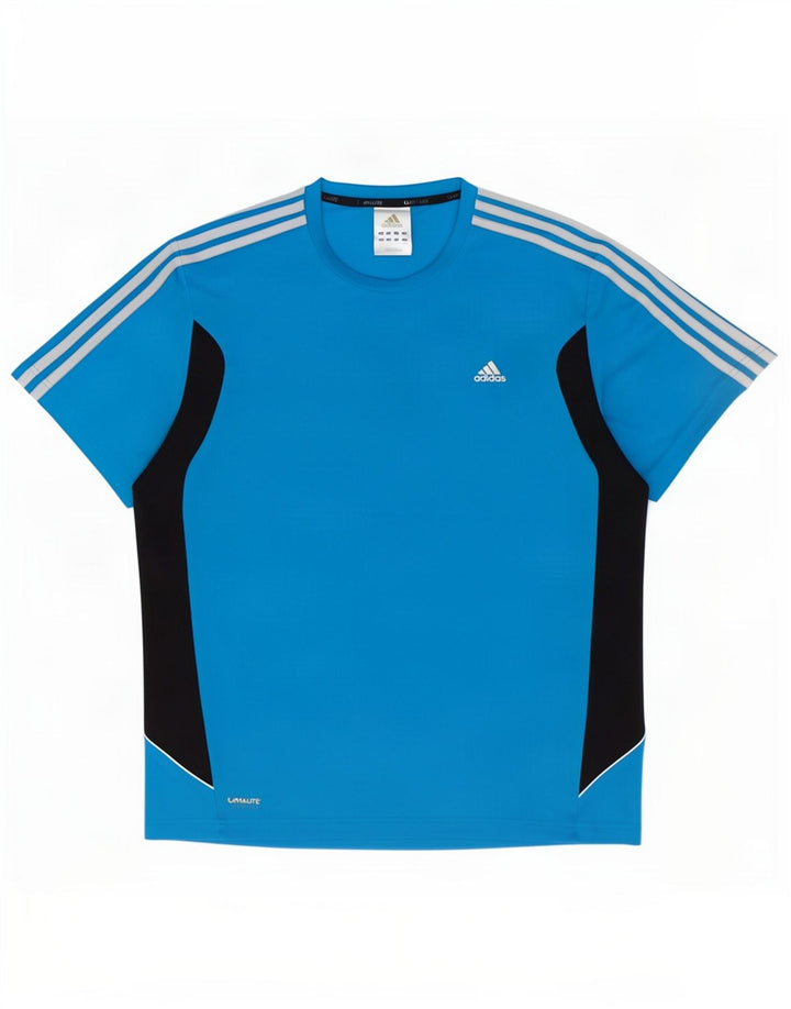 Tricou Adidas Climalite pentru bărbați Top mare, albastru, poliester color bloc