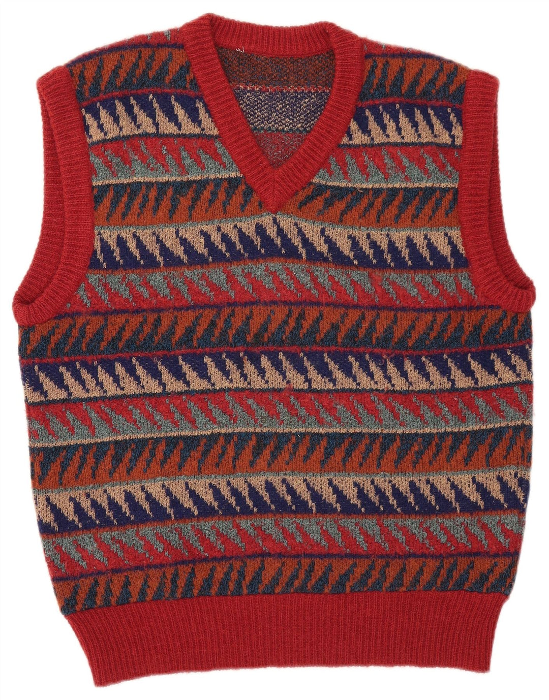 Vestă Vintage bărbați Tank Top Lână geometrică multicoloră medie