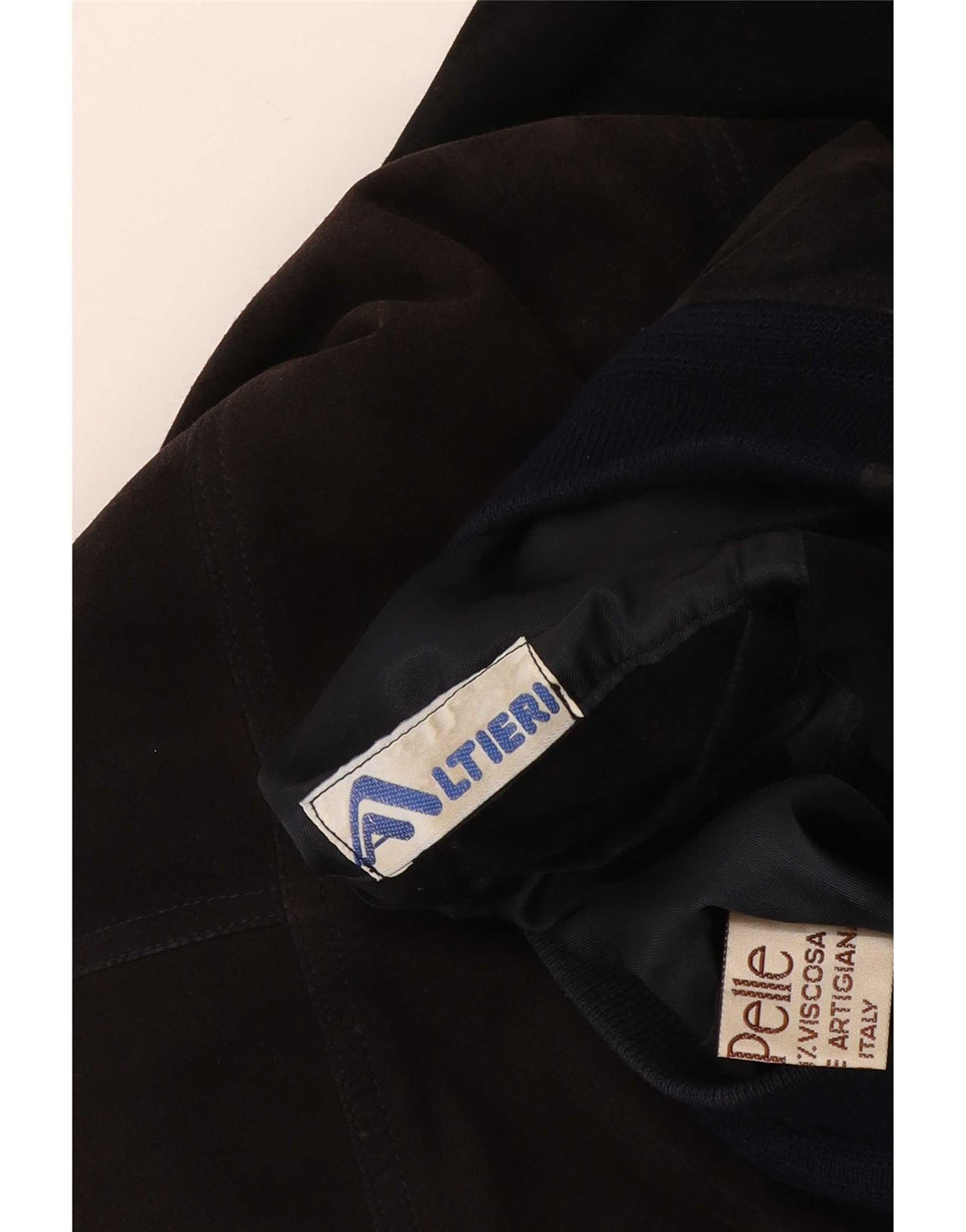 Bomber vintage pentru bărbați din piele intoarsa UK 38 Medium Black Colorblock Piele