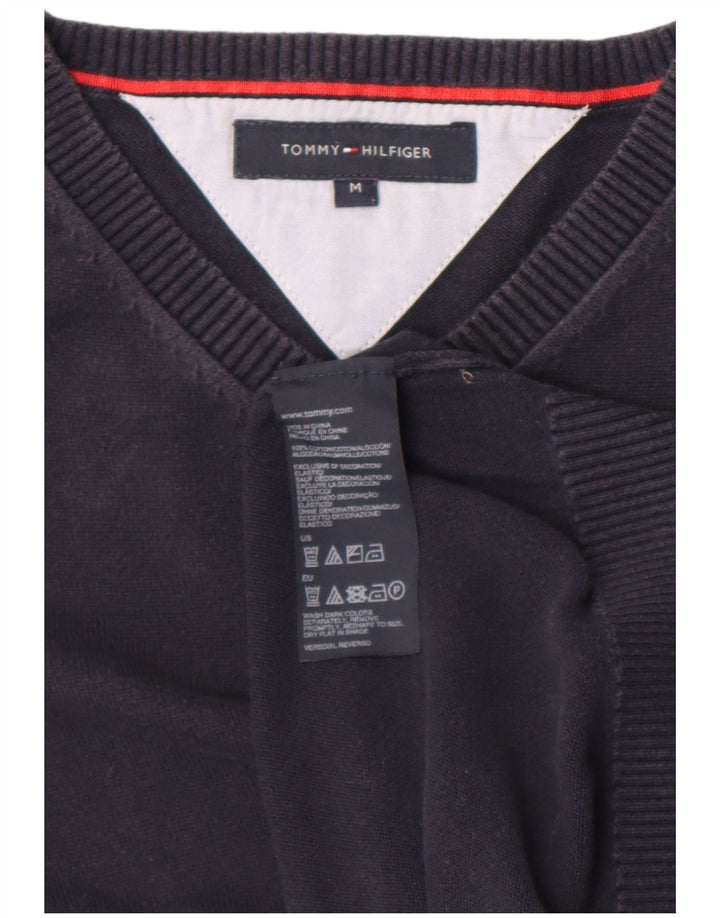Pulover pentru bărbați Tommy Hilfiger cu decolteu în V, bumbac mediu albastru bleumarin
