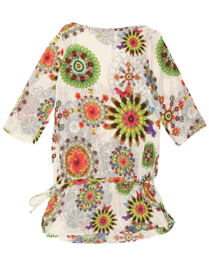 Top cu tunică cu mâneci 3/4 pentru femei Desigual UK 12 Medium White Floral