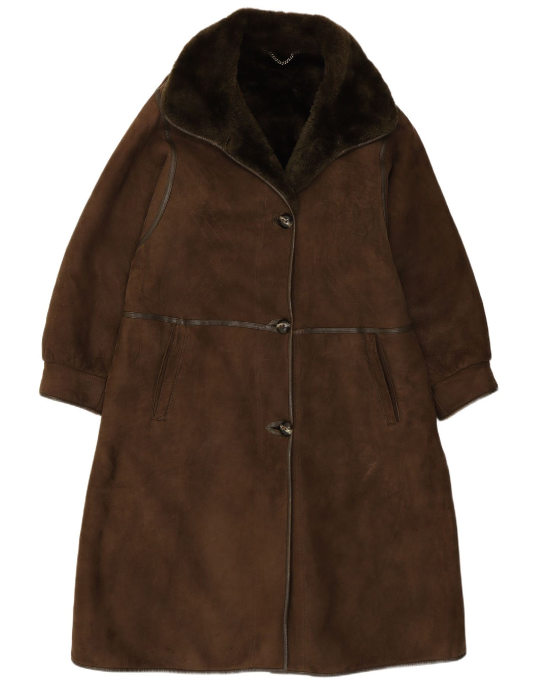 Palton din shearling vintage pentru femei IT 50 XL maro din shearling