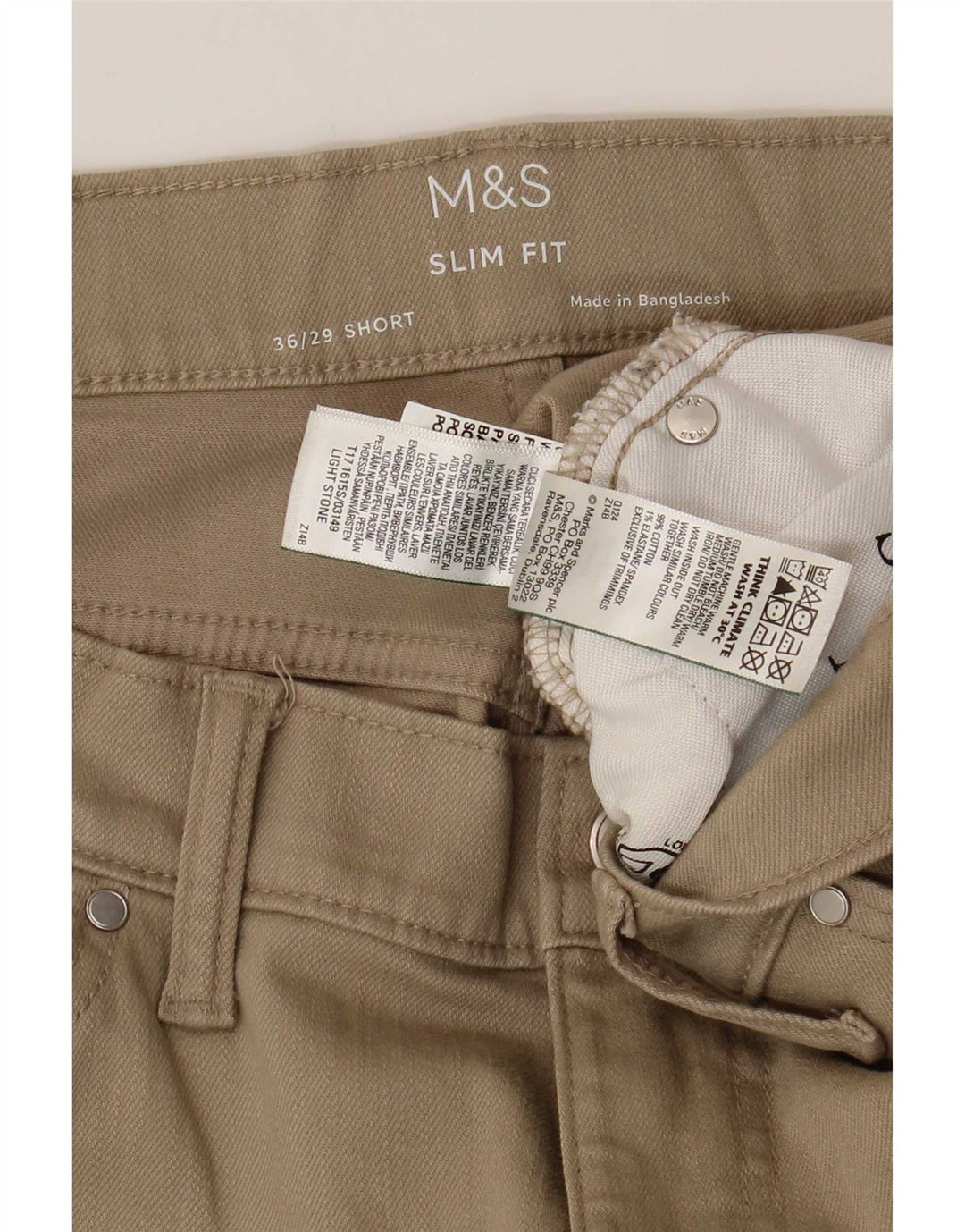 Blugi slim pentru bărbați Marks & Spencer W36 L29 bumbac bej
