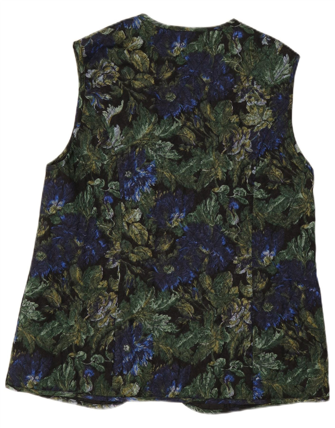 VINTAGE Gilet matlasat deschis pentru femei EU 42, mare, negru, vascoza florala