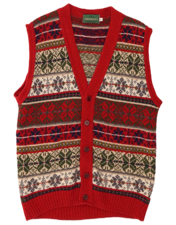 Pulover cardigan fără mâneci pentru bărbați Portobello IT 50 Medium Red Fair Isle
