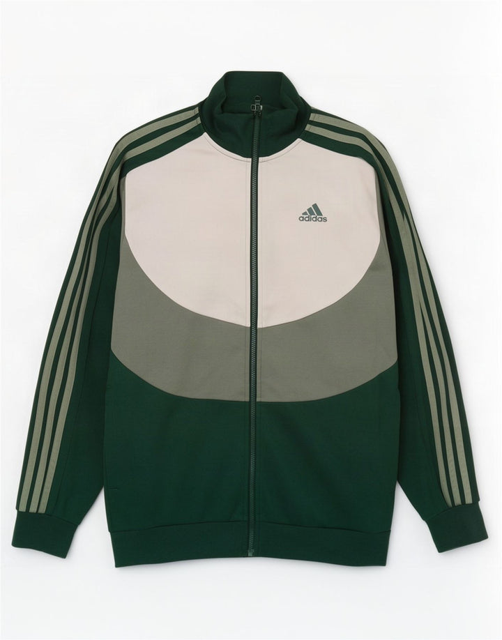 Jachetă pentru trening Adidas pentru bărbați, bumbac color bloc verde mediu