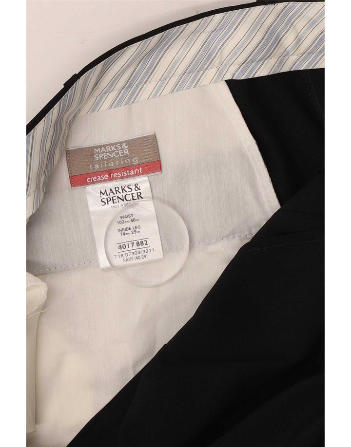Pantaloni de costum pentru bărbați Marks & Spencer L40 L29 bleumarin poliester