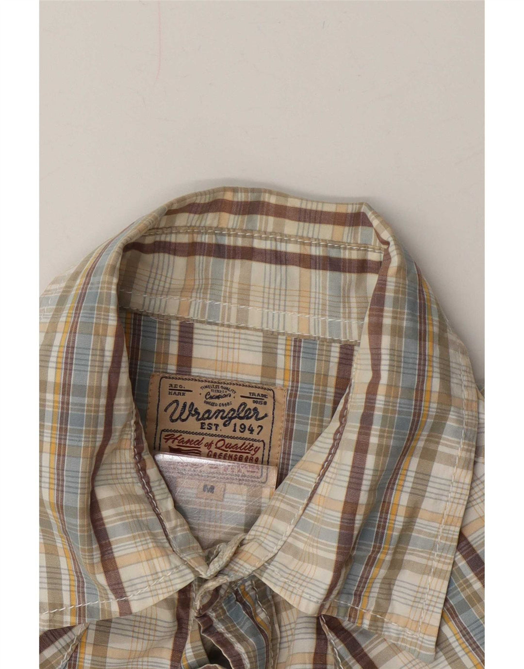 Cămașă cu mânecă scurtă pentru bărbați Wrangler, bej mediu, carouri
