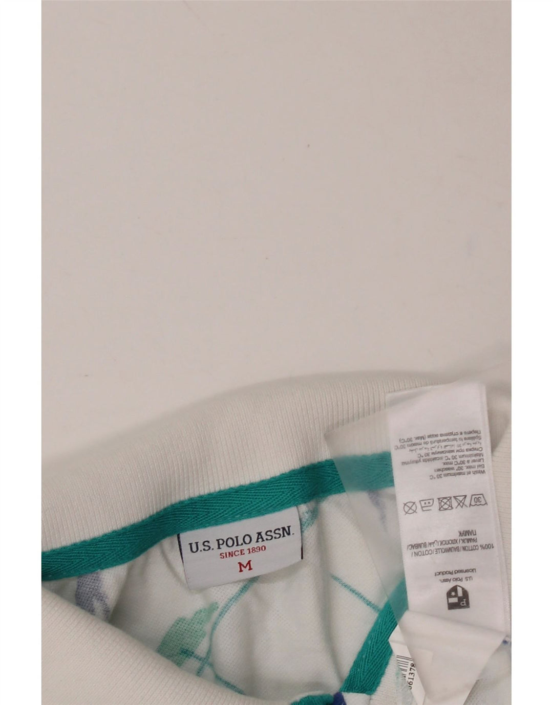 Polo US Polo Assn pentru bărbați, cu model abstract, bumbac floral alb mediu