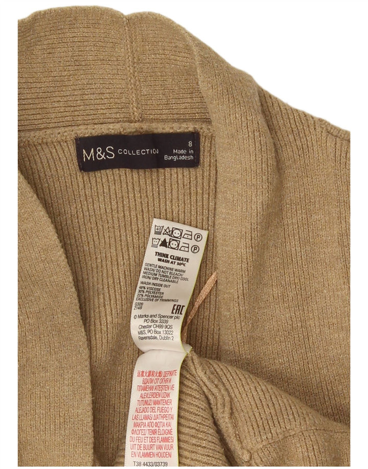 Pulover cardigan deschis pentru femei Marks & Spencer UK 8 mic, bej, viscoză
