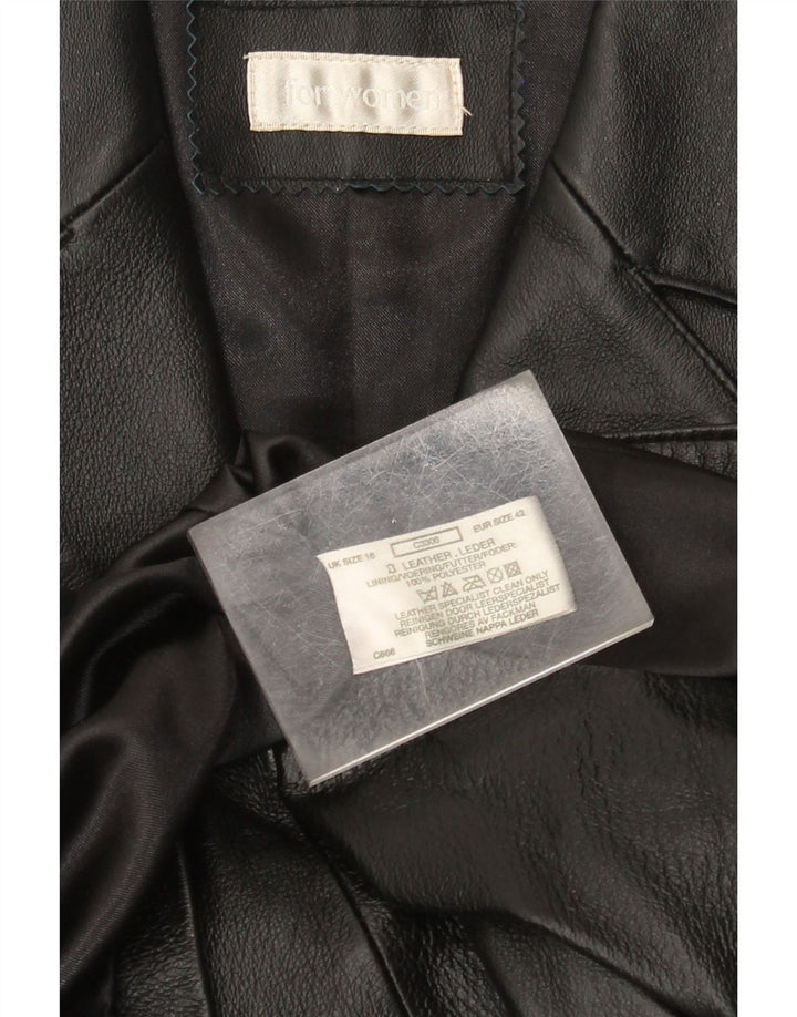 Palton din piele vintage pentru femei UK 18 XL din piele neagră