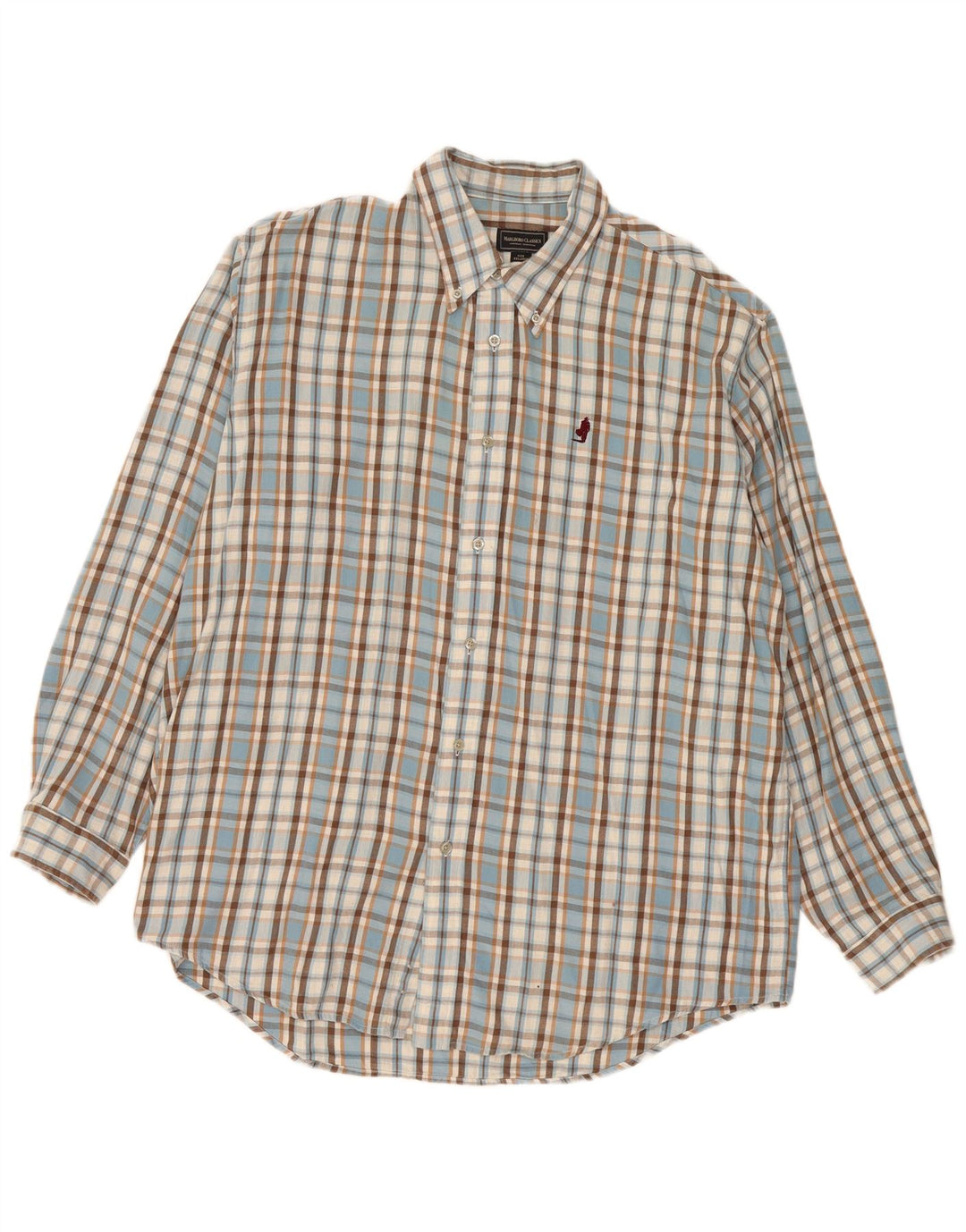 Cămașă de flanel pentru bărbați Marlboro Classics, bumbac cu check albastru 2XL