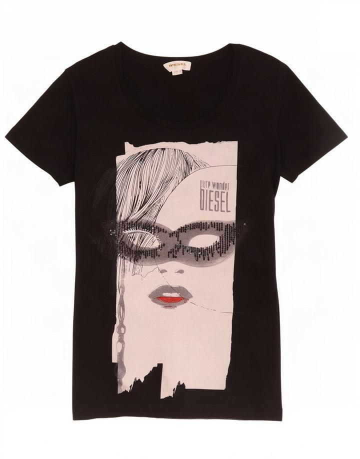Tricou grafic pentru femei Diesel Top UK 10 Small Black