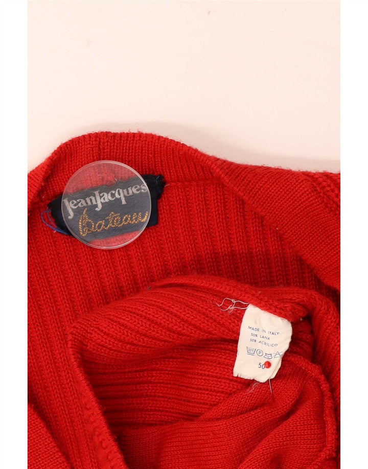 Pulover cardigan pentru bărbați Jean Jacques IT 50 Lână roșie medie