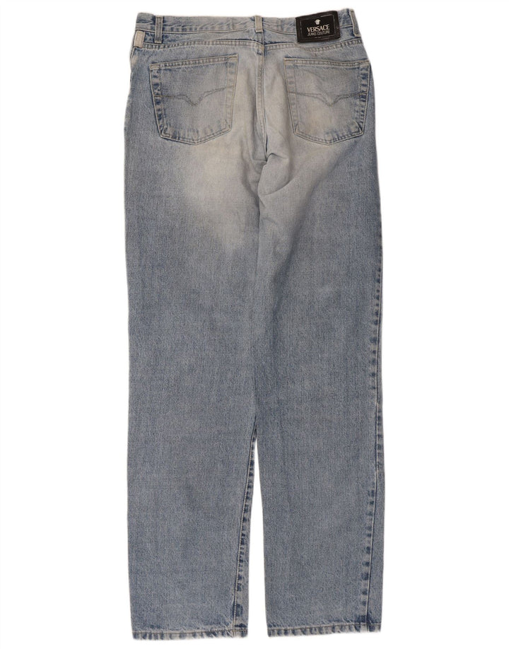 VERSACE Blugi Distressed drepte pentru bărbați W34 L33 Bumbac albastru