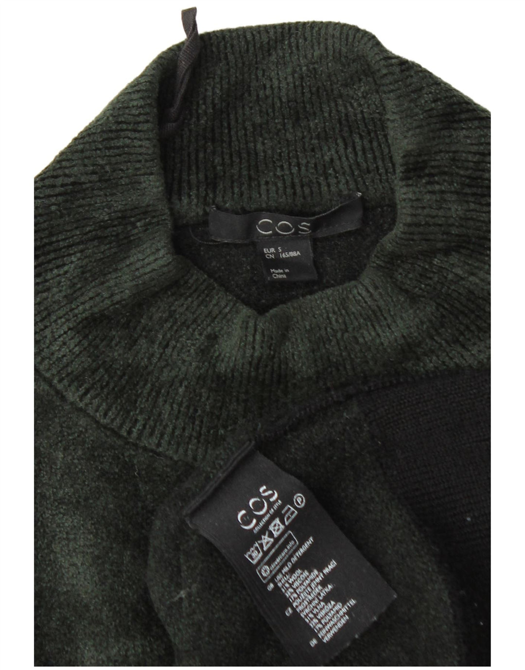 Pulover Cos pentru femei cu gât țestoasă, UK 10, lână neagră, color block