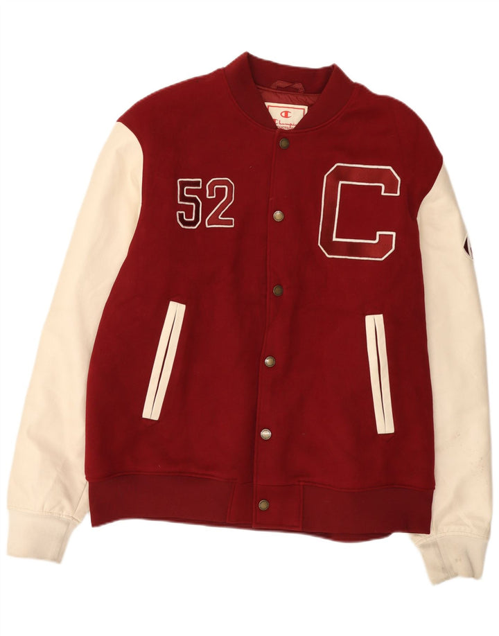 Jachetă Varsity cu grafică Champion pentru bărbați UK 44 2XL Burgundy Colorblock