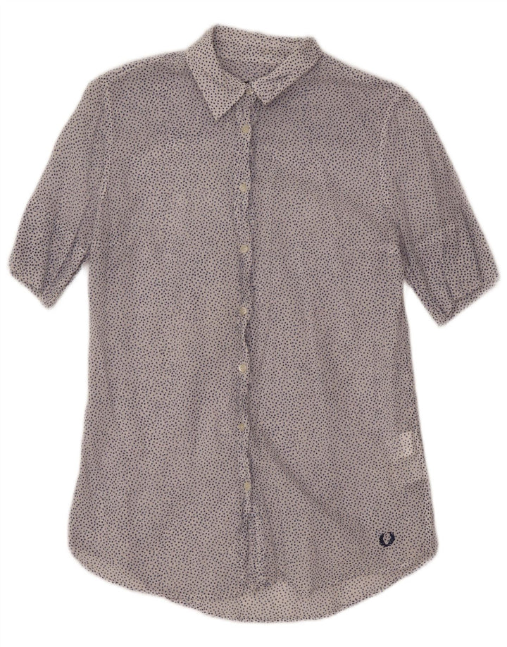 Cămașă transparentă pentru femei Fred Perry UK 14, bumbac mare cu pete albe