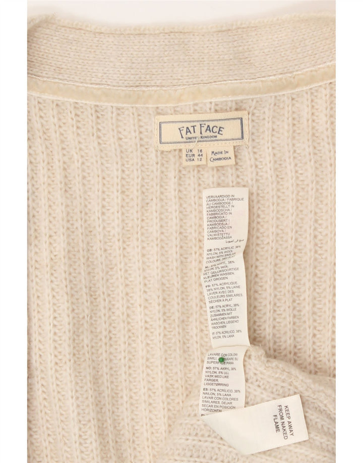 Pulover cardigan cu paragate supradimensionat pentru femei Fat Face UK 16, mare, alb