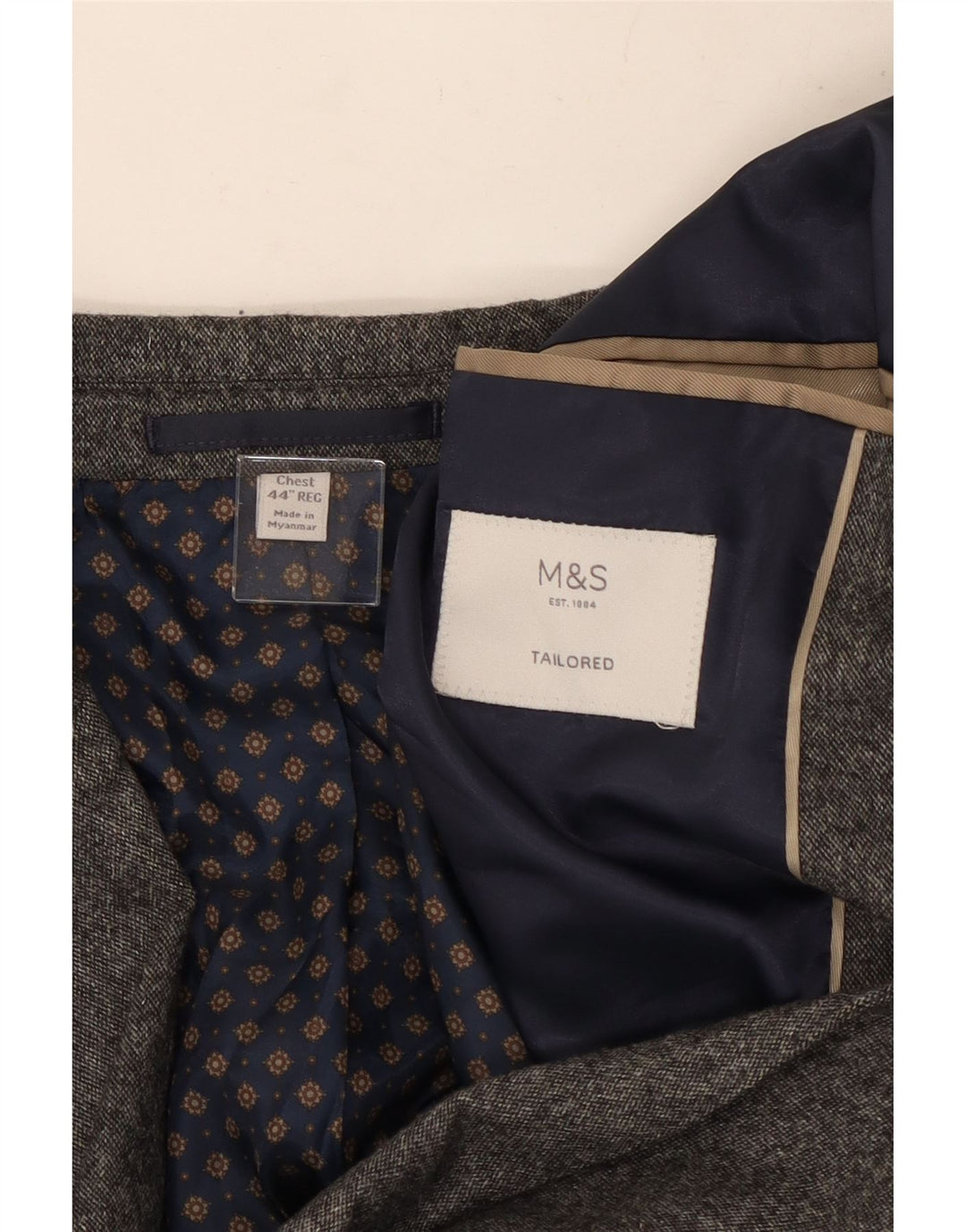 Jachetă pentru bărbați Marks & Spencer, cu 2 nasturi, UK 44 2XL Lână gri