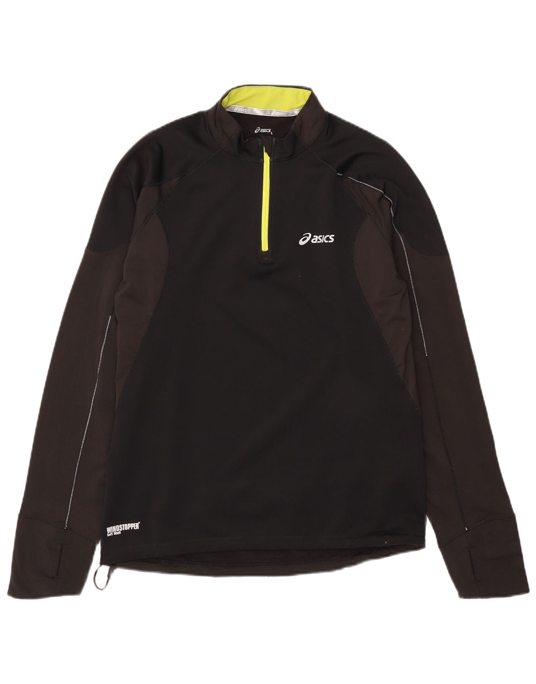 Top de trening Asics pentru bărbați, cu fermoar și gât, color block, negru