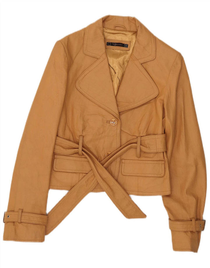 Jachetă de piele vintage pentru femei UK 12 Medium Beige Piele