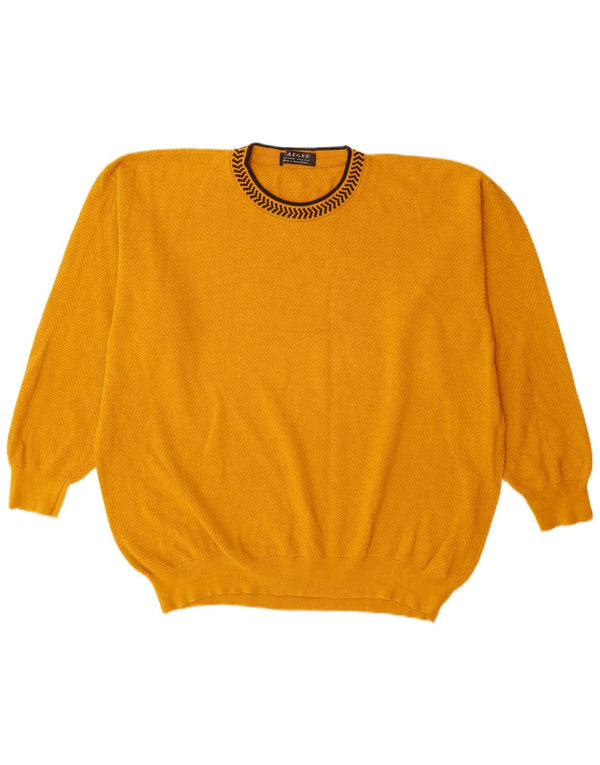 Pulover Jaeger pentru bărbați cu gât roșu, UK 44 XL, bumbac galben