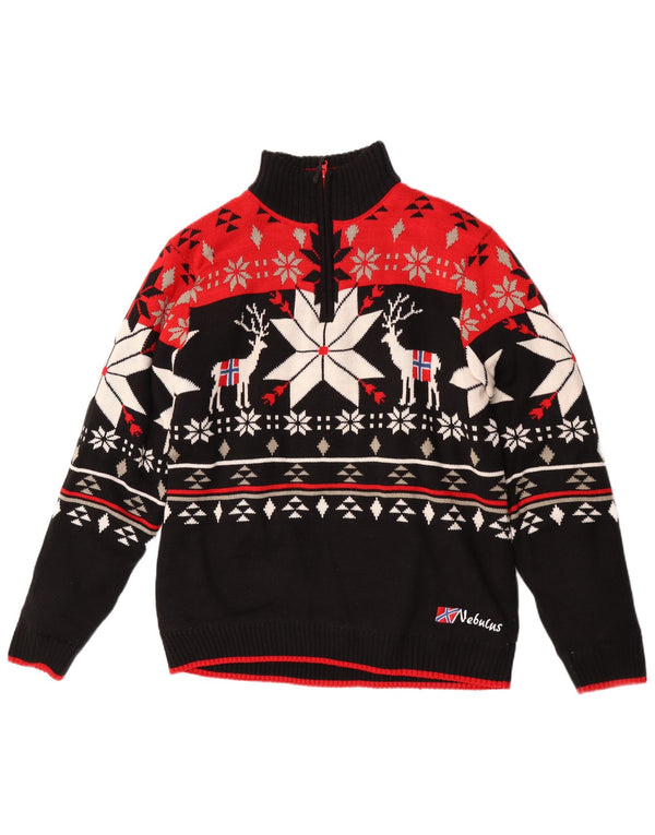 Pulover Nebulus pentru bărbați Sherpa, cu fermoar și gât, UK 40 Medium Black Fair Isle