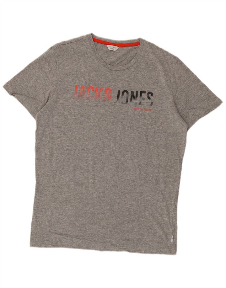 Tricou Jack & Jones Core Graphic pentru bărbați Top din bumbac gri mediu