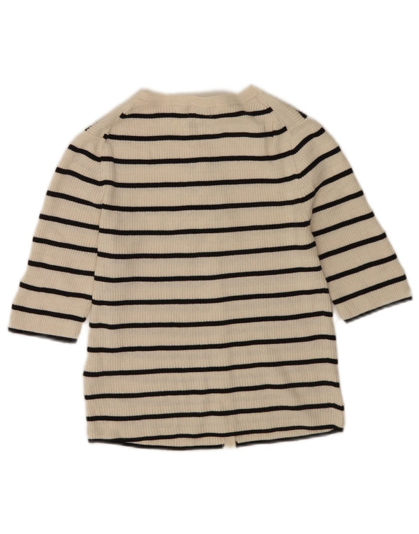Pulover cardigan crop Massimo Dutti pentru femei UK 10 mic cu dungi albe