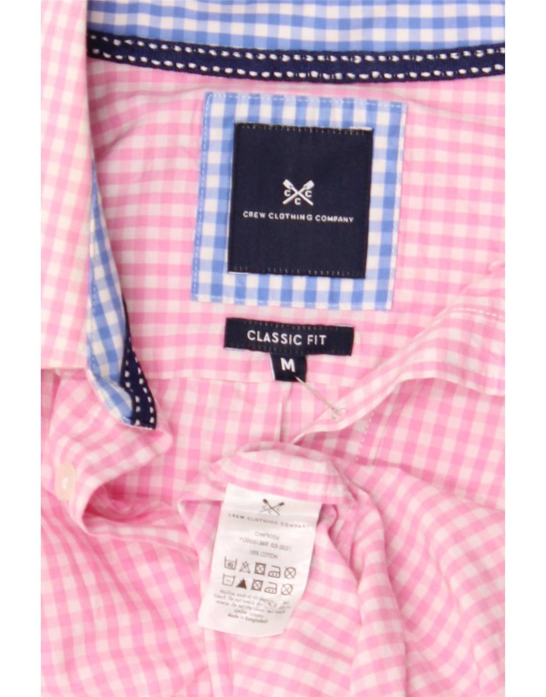 Crew Clothing Cămașă clasică pentru bărbați, bumbac vichy, roz mediu