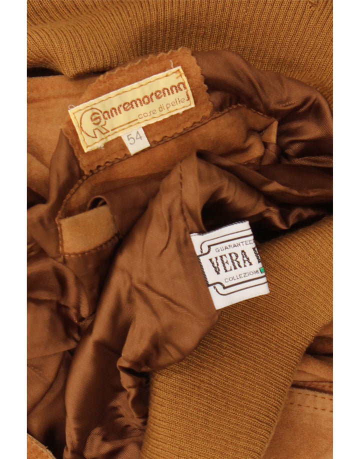 Jachetă Bomber Vintage pentru bărbați din piele intoarsa IT 54 2XL din piele maro