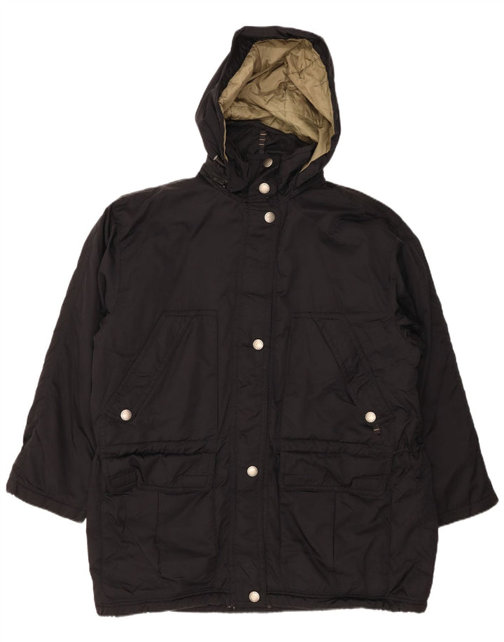 EDDIE BAUER Jachetă de vânt cu glugă supradimensionată pentru femei UK 16 mare, negru