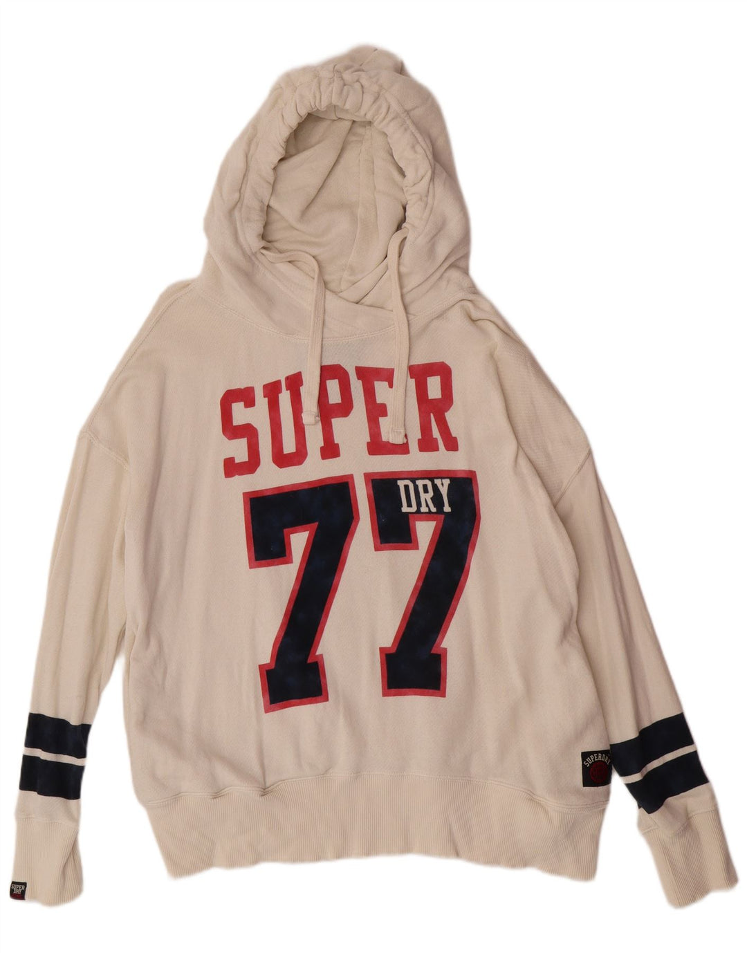 Pulover Superdry pentru damă, cu grafică, UK 18 XL, din bumbac alb catifelat