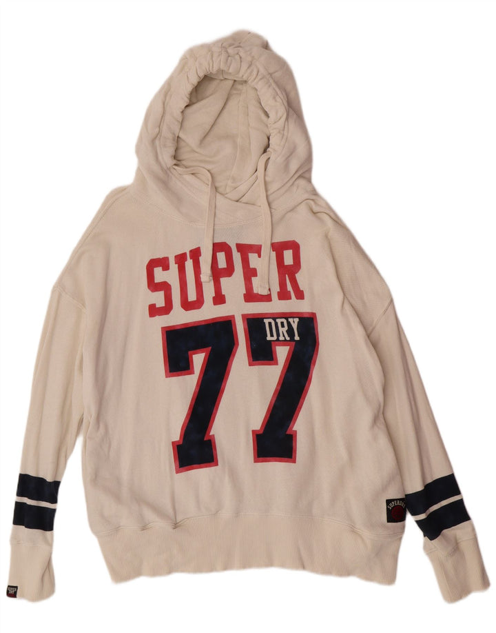 Pulover Superdry pentru damă, cu grafică, UK 18 XL, din bumbac alb catifelat
