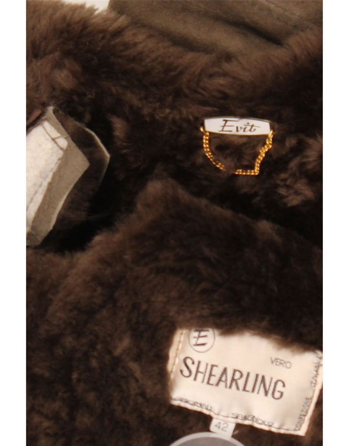 Palton din shearling vintage pentru femei IT 42 Gri mediu din shearling