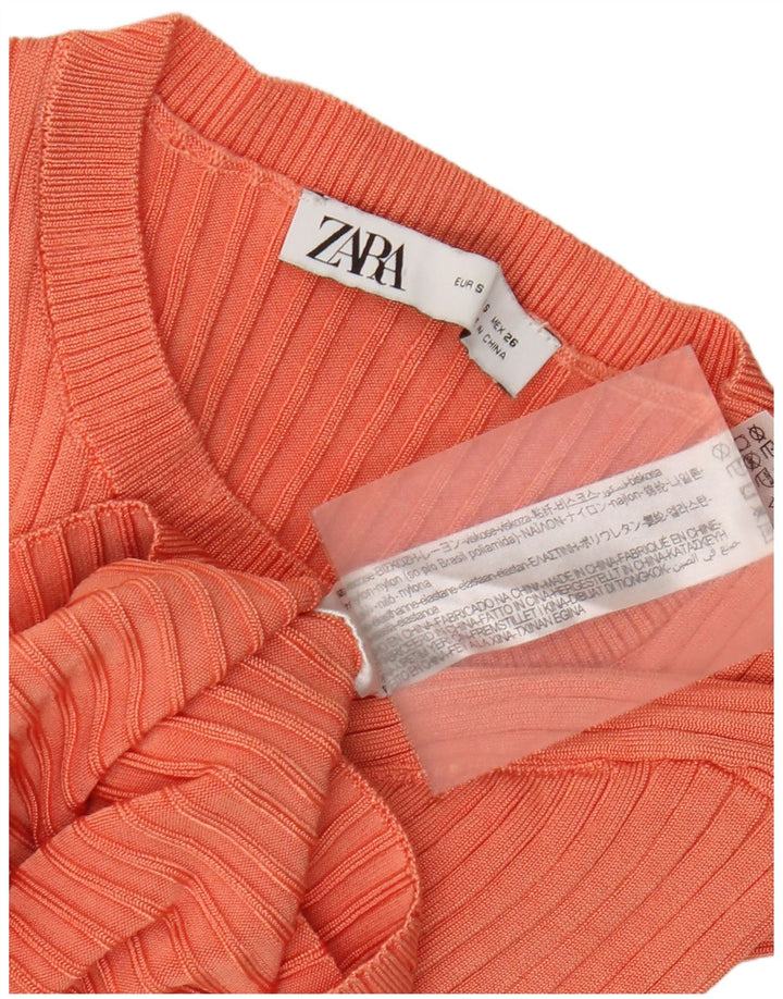 Crop Top pentru femei Zara cu mânecă lungă UK 8 mic portocaliu viscoză