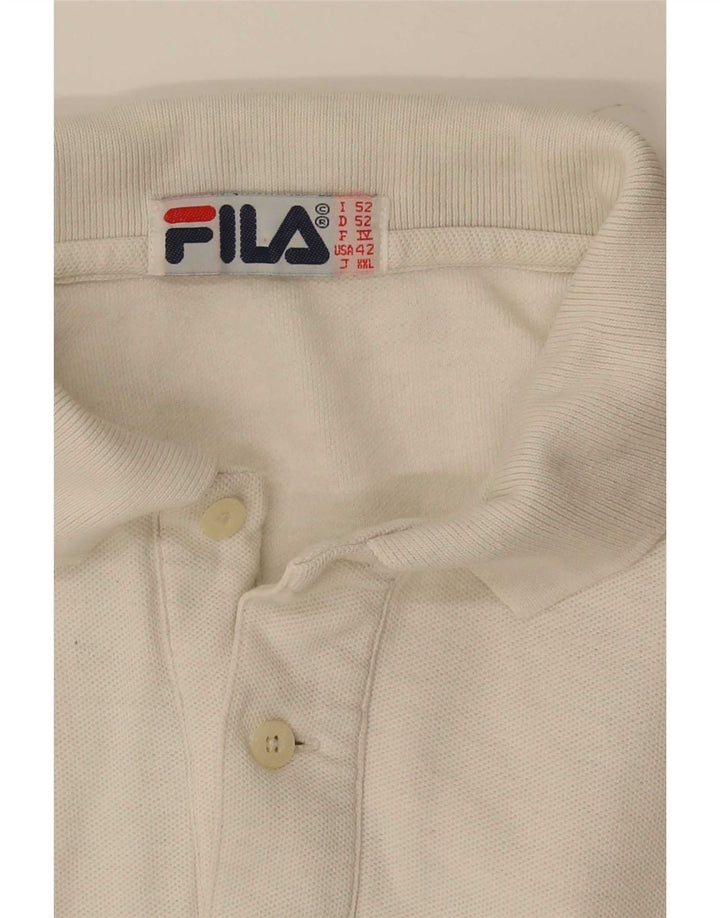 Tricou polo cu mânecă lungă pentru bărbați Fila US 42 Large White